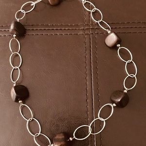 Silpada wood and sterling necklace 20”long